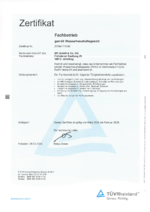 Zertifikat Wasserhaushaltsgesetz SFI Anlagenbau – Zertifikat Wasserhaushaltsgesetz